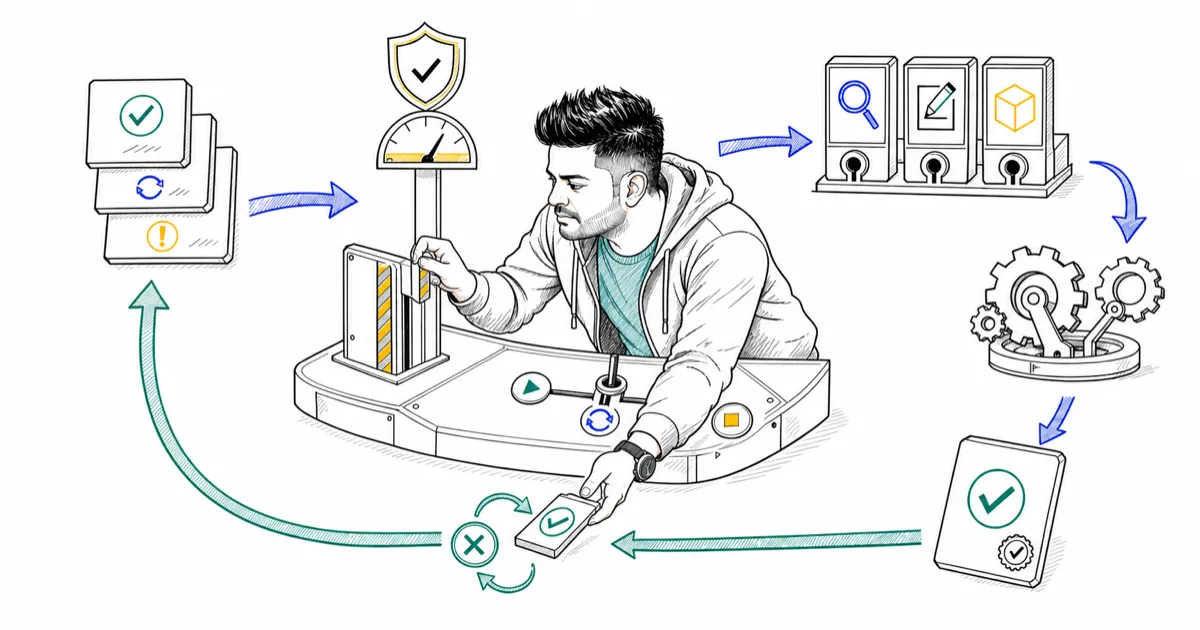 Hand-drawn pen-and-ink diagram of the mechanism explained in "Engineering the Agent Tool Loop".