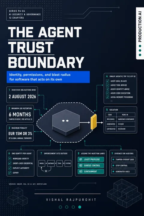 Jacket for The Agent Trust Boundary — Identity, permissions, and blast radius for software that acts on its own