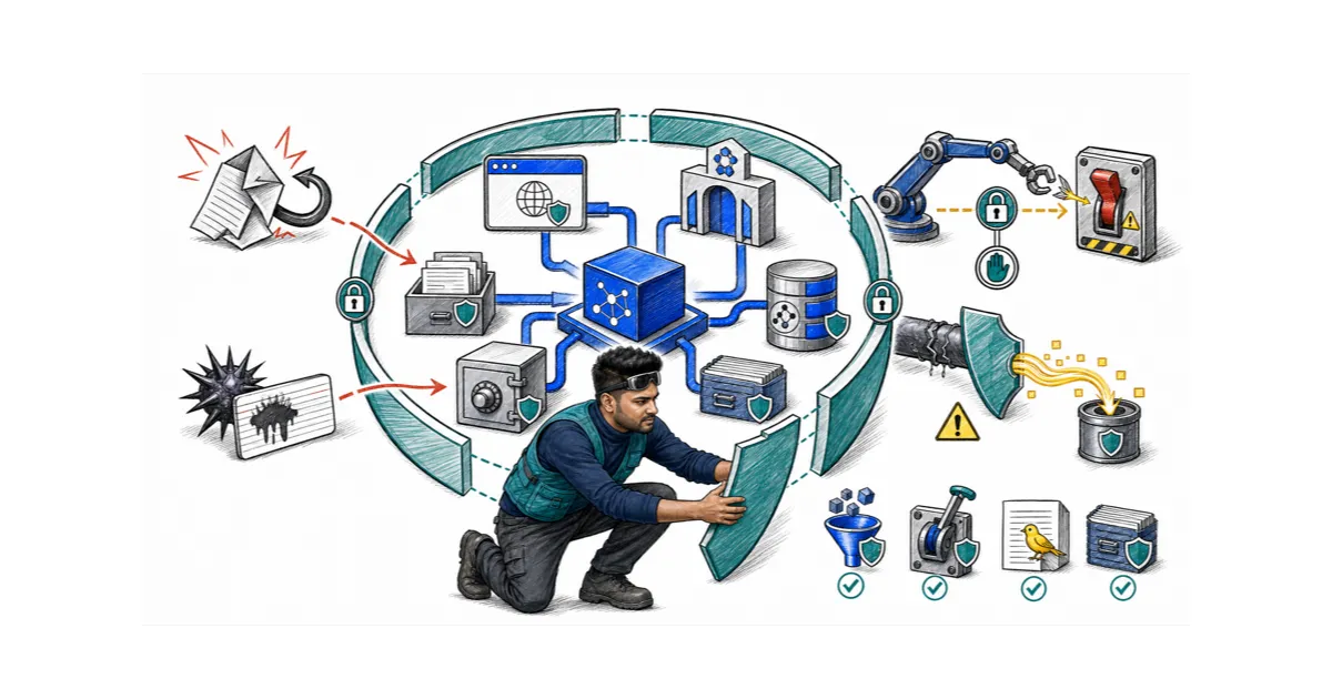 Hand-drawn pen-and-ink diagram of the mechanism explained in "Threat Modeling an AI Application End to End".